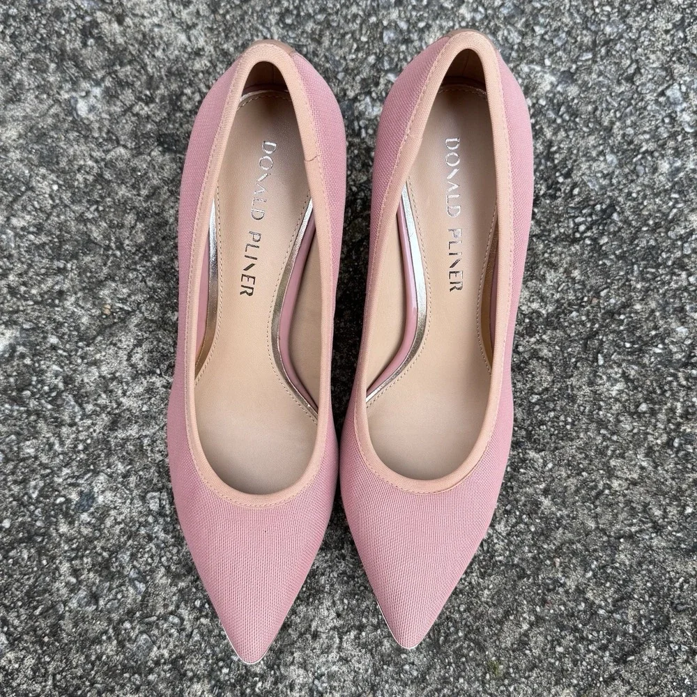 Donald Pliner Pump Women's‎ Sz 8 M Ezraa Dusty Rose Pointed Toe W/ Metallic Cap